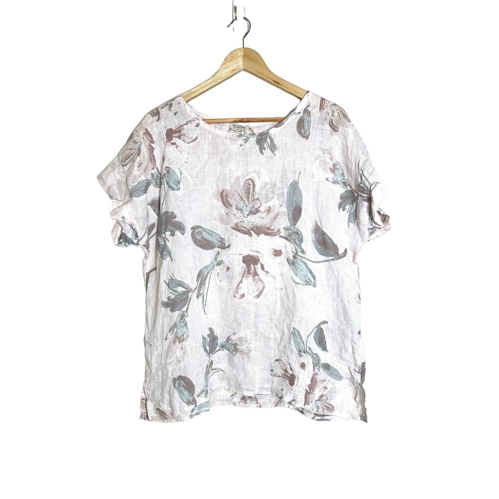 NWT Bellambra Women’s 100% Linen Floral Gauzy Blouse Medium